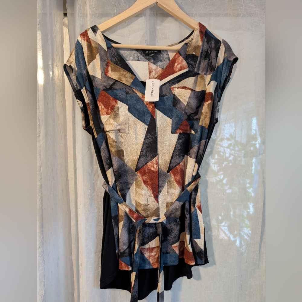 Le Chateau Multicolor Geometric Blouse